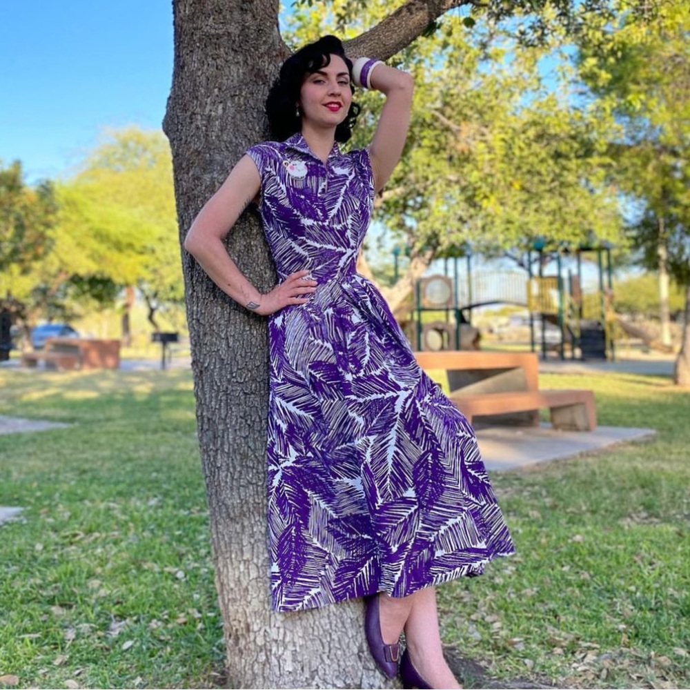 VOH Purple Tropical Vintage Inspired Dress